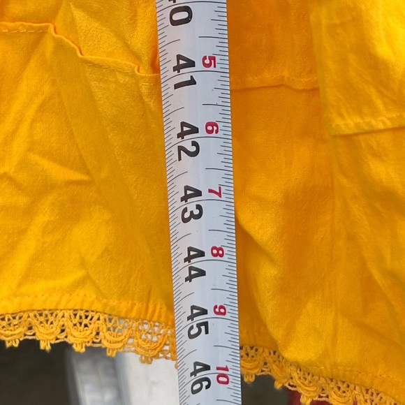 Vintage yellow embroidered dress Mexican American off shoulder boho Sz L - Picture 7 of 15